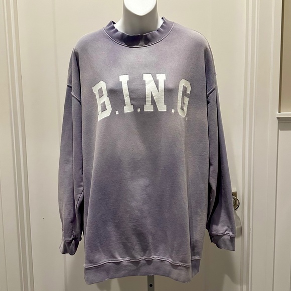 ANINE BING Distressed Lavendar Sweatshirt Sz L NEW (minor flaw) $200!! - Picture 1 of 3